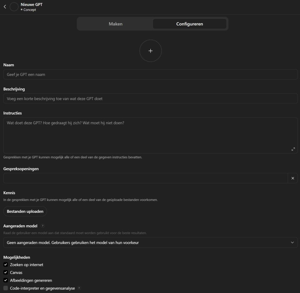 Scherm bouwen Custom GPT